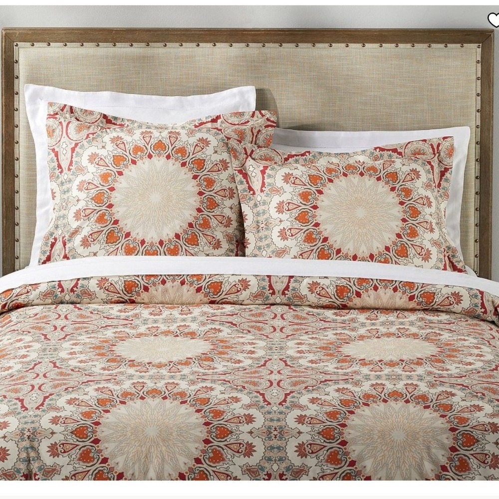Pottery Barn valencia Paisley Medallion Duvet Cover Set Organic Cotton Queen